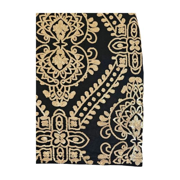 A'GACI Dress Size Small Black & Gold Sequence Floral Tank Dress Bodycon Mini - Picture 4 of 9